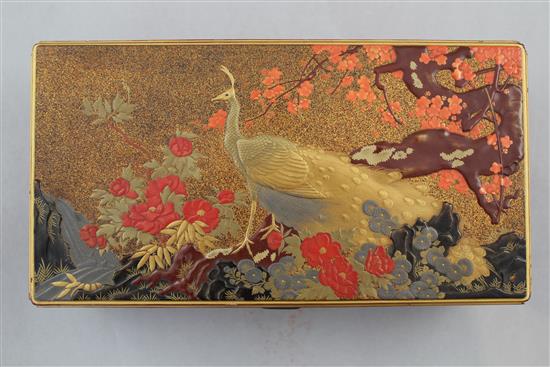 A fine Japanese lacquer and silver mounted jewellery box, Showa period, 22cm.